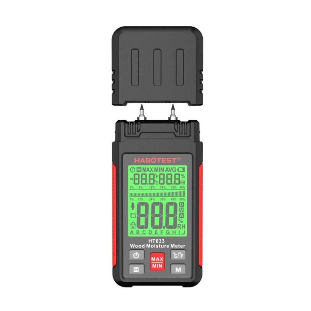HABOTEST HT633 Wood Moisture Meter Pin-Type Digital Moisture Detector Ambient Temperature and