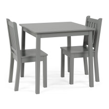 Humble Crew Grey Kids Wood Table and 2 Chairs Set Square