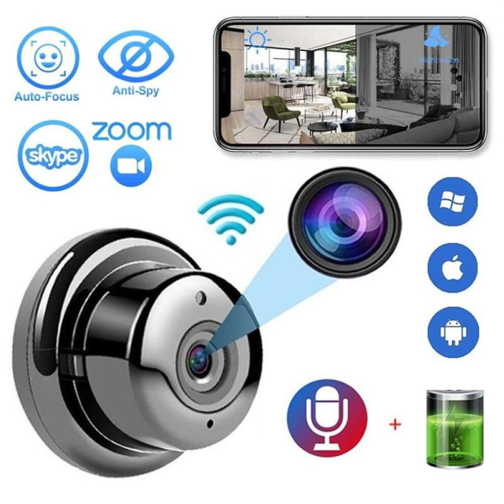 (UK PLUG, Black) 1080P WIFI Mini Wireless IP Camera Smart Home Security Infrared Night Vision Security Cameras