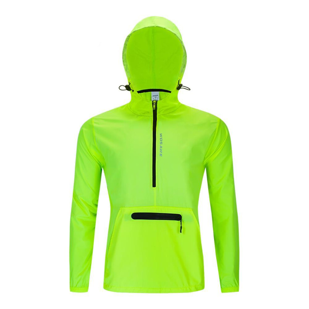 WOSAWE Cycling Jacket Hooded Hi Vis Waterproof Windproof Bike Jersey Bicycle Wind Coat