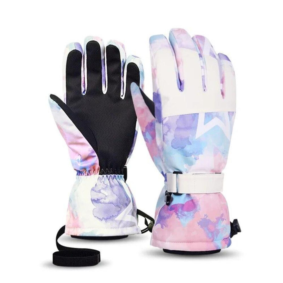 (Multicolor, XL) Winter Men Women Ski Gloves Windproof Warm Waterproof  Touch-Screen Fleece Non-slip Snowboard Snowmobile Cycling Skiing Gloves
