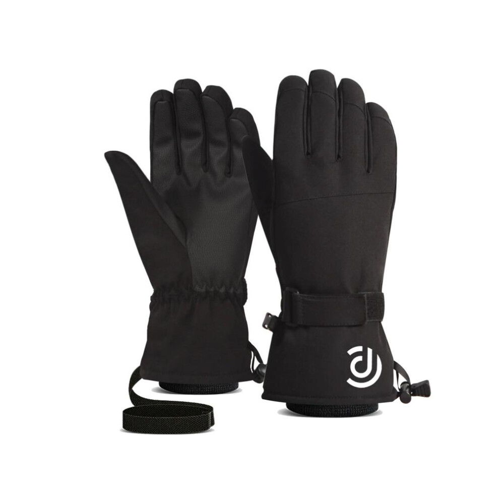 (Black, XL) Winter Men Women Ski Gloves Windproof Warm Waterproof  Touch-Screen Fleece Non-slip Snowboard Snowmobile Cycling Skiing Gloves