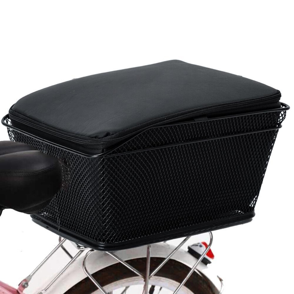 Rear Bike Basket Large Capacity Metal Wire Bicycle Basket Waterproof Rainproof Cover