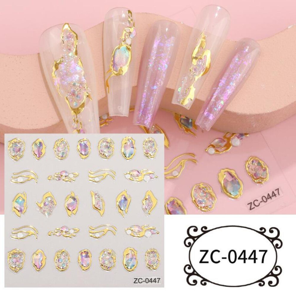 Self Adhesive Stickers For Nail Frame Abstract Geometric New 5D Creative Decals Nail Art Decoration