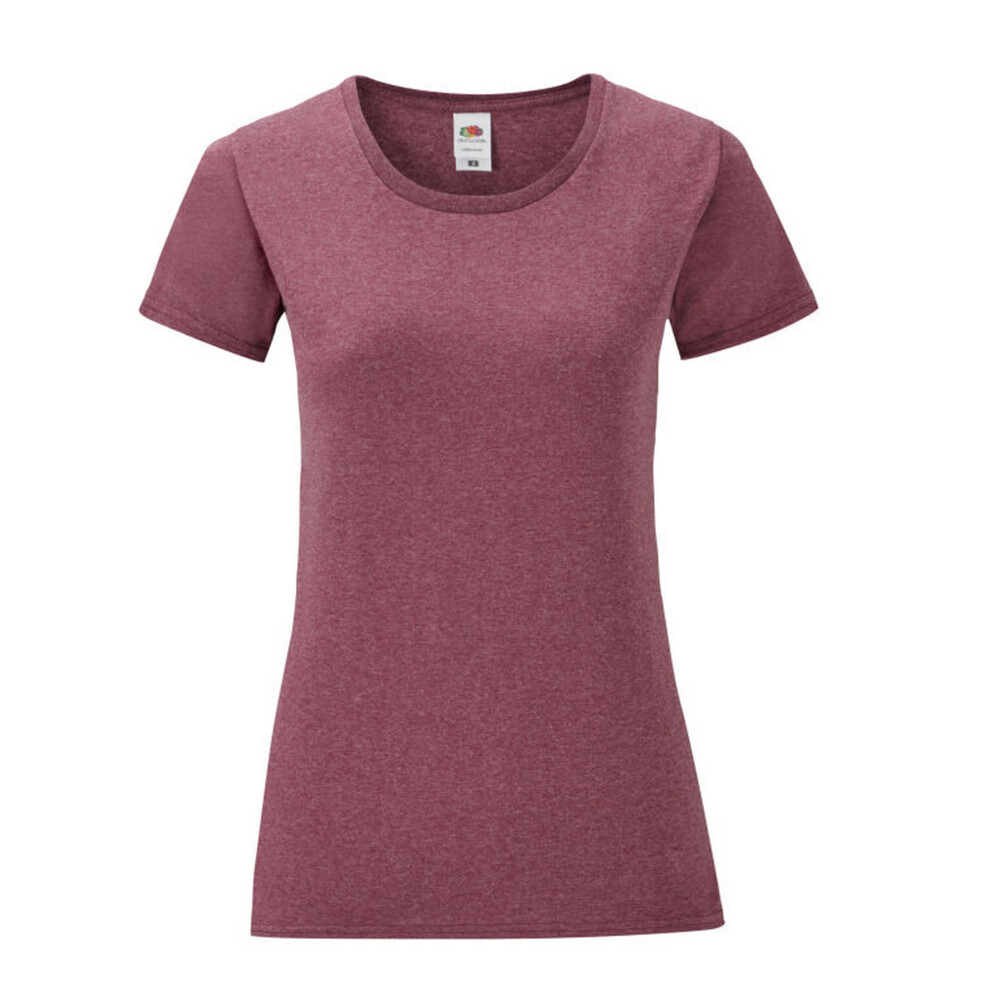 (L, Burgundy Heather) Fruit of the Loom Womens/Ladies Iconic T-Shirt