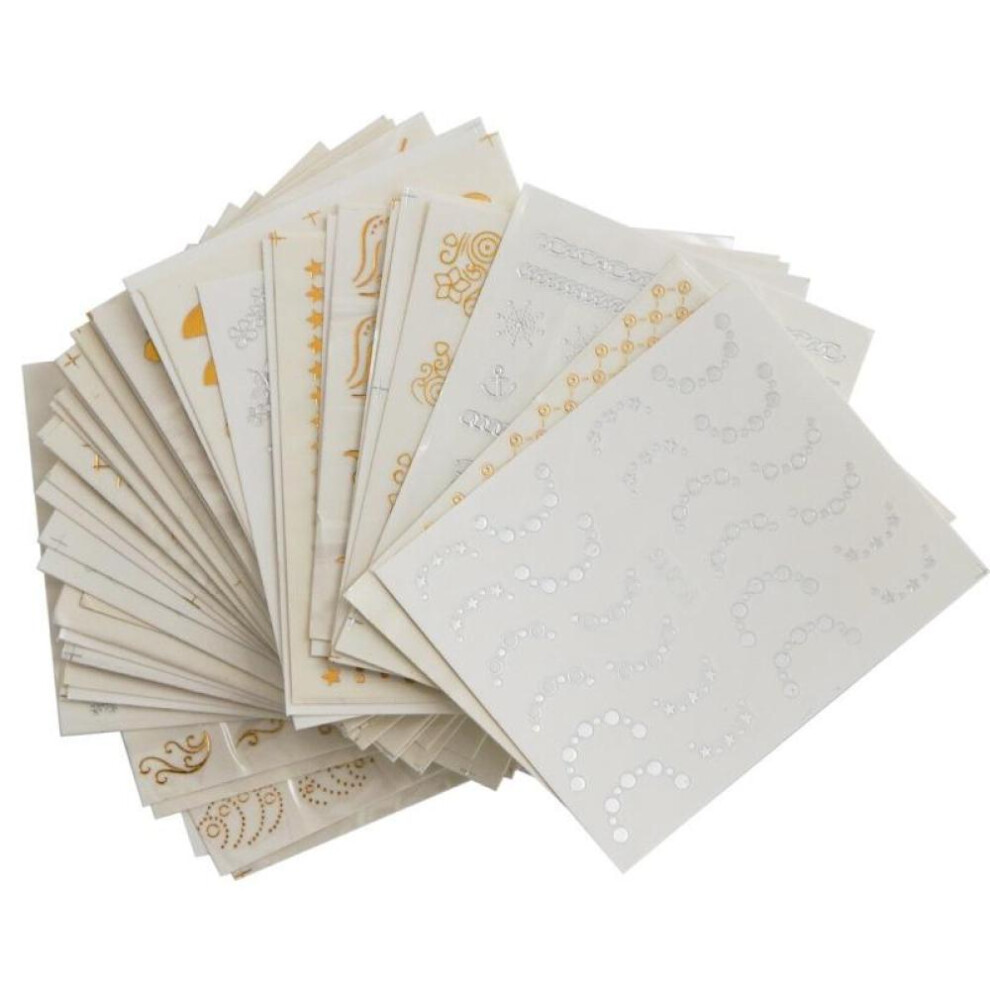 30 Pcs/ Set Gold Silver Nail Water Sticker Decals Feather Flower Design Manicure Nail Art Decoration