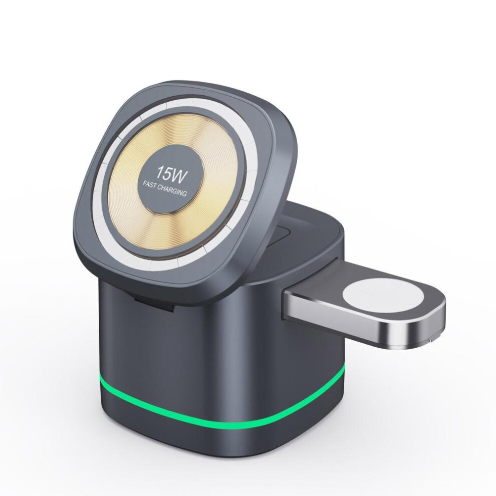Magnetic Wireless Charger Fodable 3 In 1 15w Fast Charging Dock Station For Apple Watch Iphone 14 13 12 Pro Max Plus Airpods Pro