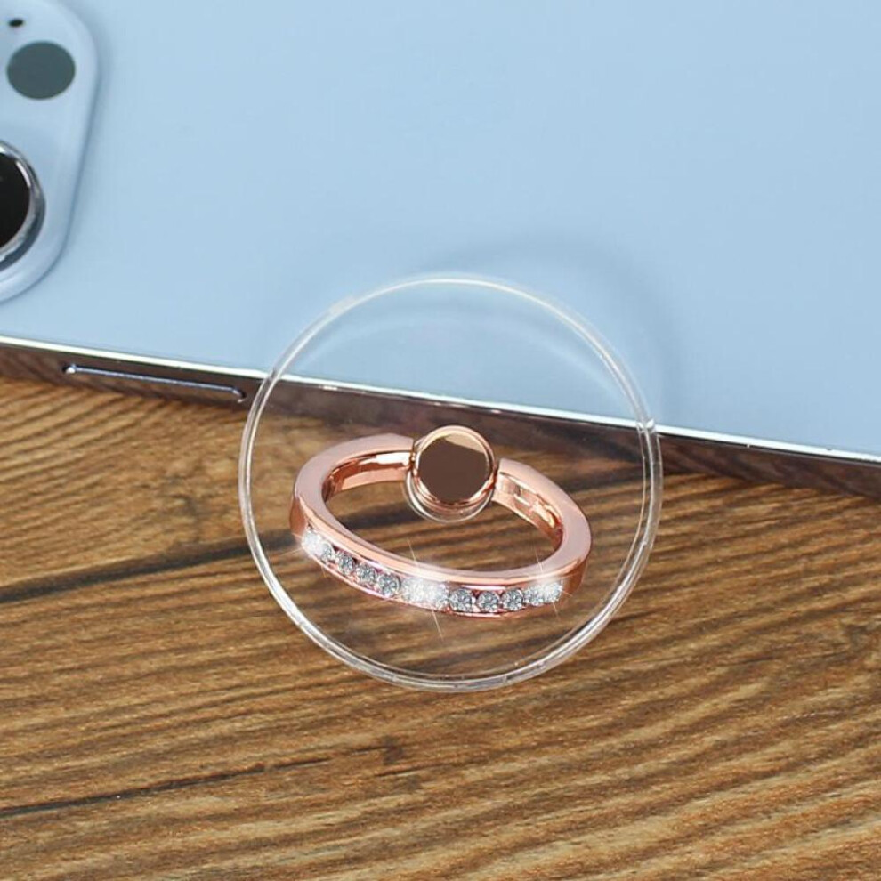 (Pink) Diamond Cell Phone Ring Holder Stand Transparent Grip Clear 360Â Degree Rotation Kickstand For For Iphone IPad Tablet Car Mount