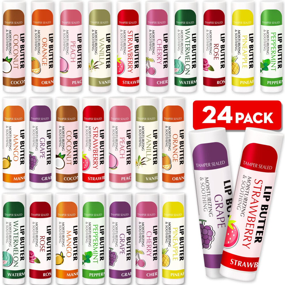 AZEN 24 Pack Lip Balm Stocking Stuffers  Natural Lip Balm Bulk  Lip Care Christmas Gifts  Moisturizing Lip Balm for dry cracked