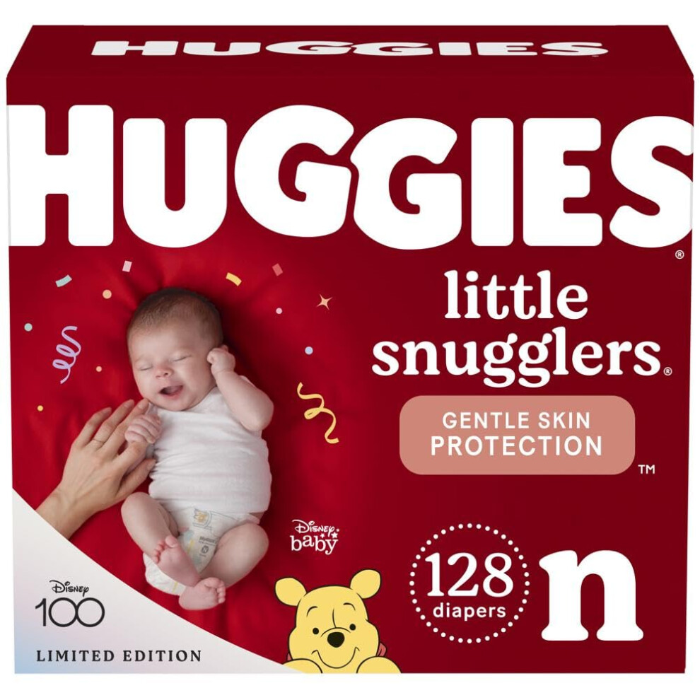 Huggies Newborn Diapers  Little Snugglers Baby Diapers  Size Newborn up to 10 lbs  128 Count