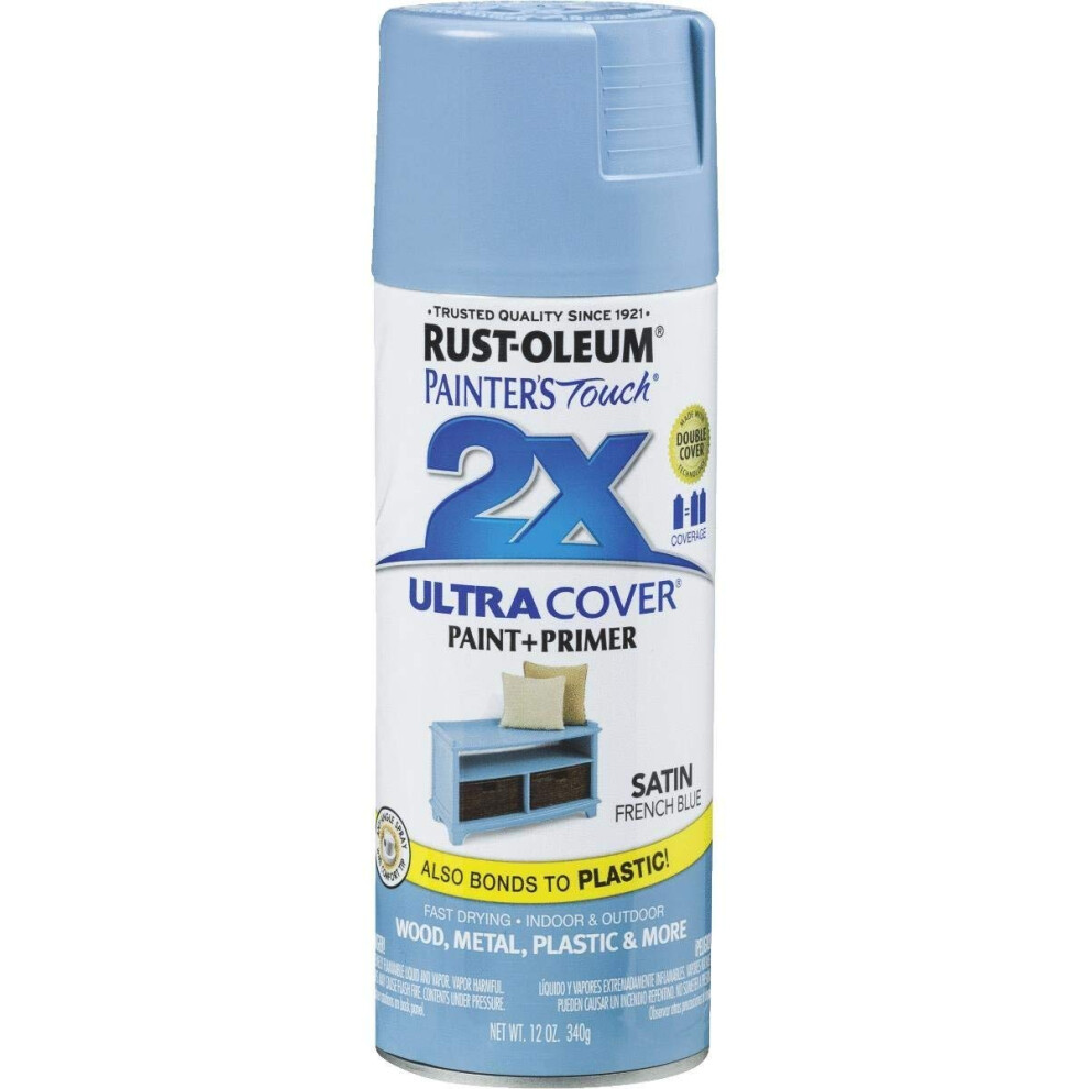 RustOleum 314752 Painters Touch 2X Ultra Cover Spray Paint  12 oz  Satin French Blue