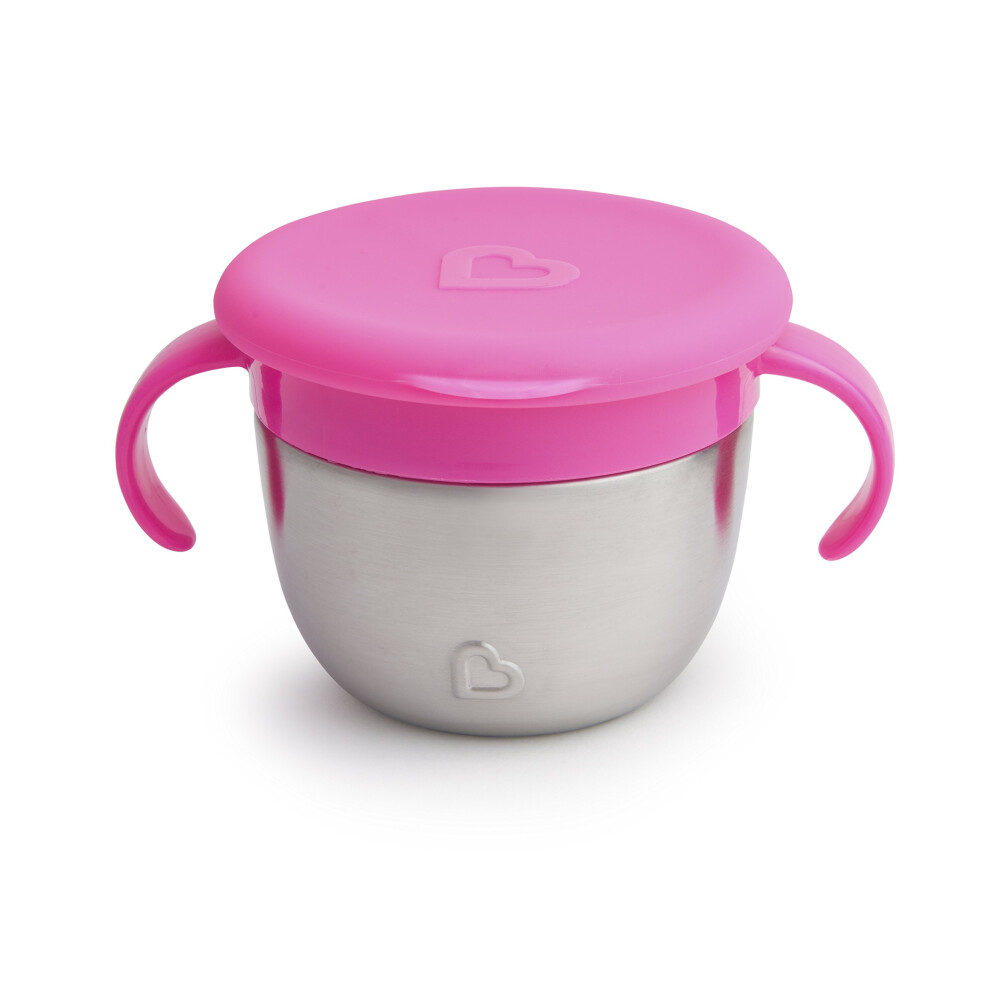 Munchkin Snack Stainless Steel Snack Catcher Cup with Lid  9 Ounce  Pink  1 Pack