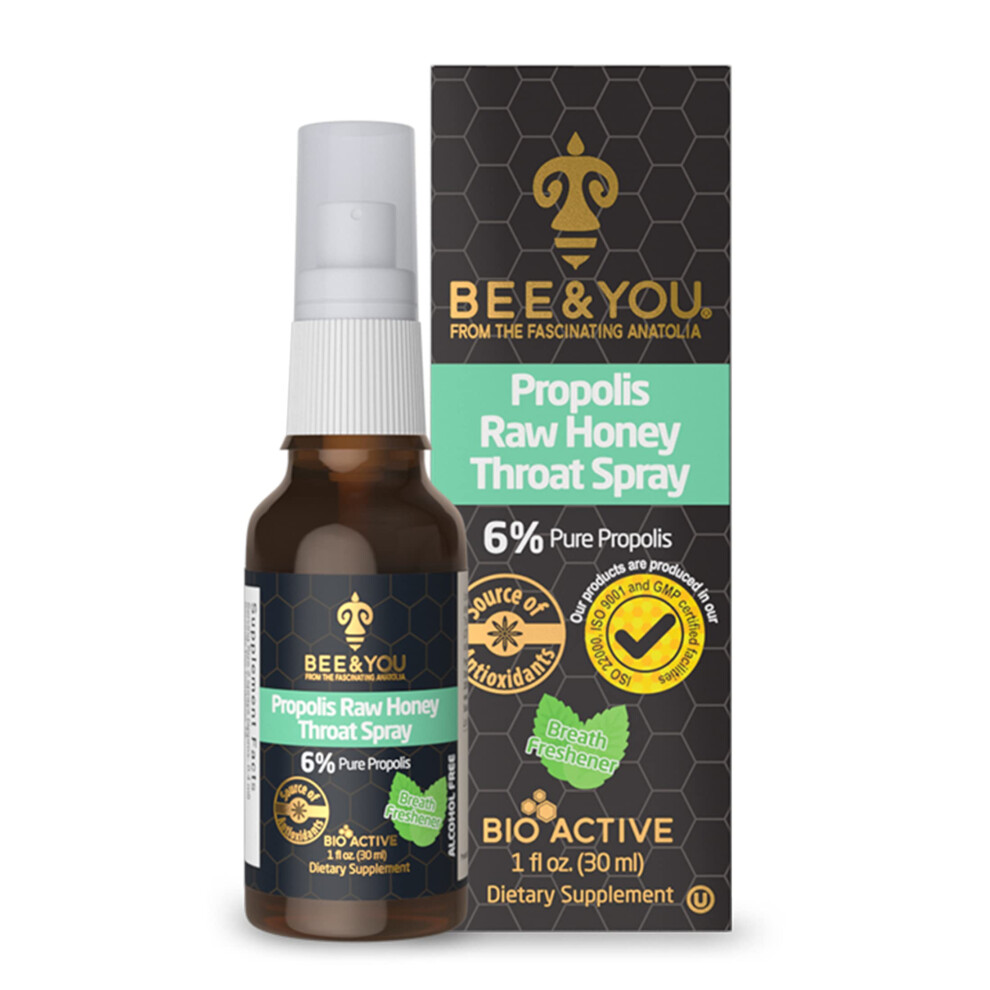 Bee & You Bee And You Propolis Raw Honey Throat Spray Natural Immune Support Sorethroat Relief Antioxidants Keto Paleo Glutenfree