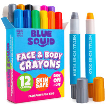 Face Painting Kits for Kids Blue Squid 12 Color Twistable Face Paint Marker Sticks Water Based Face Paint Crayons Kit Hallow