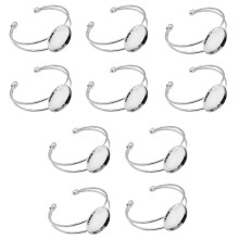 MIAO JIN 10 Stck 25 mm verstellbare runde Cabochon-Lnettenschale, blanko Armreif zum Basteln von DIY-Armbndern (Silber)