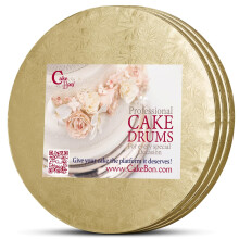 Cakebon Plateaux à Gâteau - Drums Robusts de 1,27 cm - 25 cm Édges Droites Dorées 3-Pack
