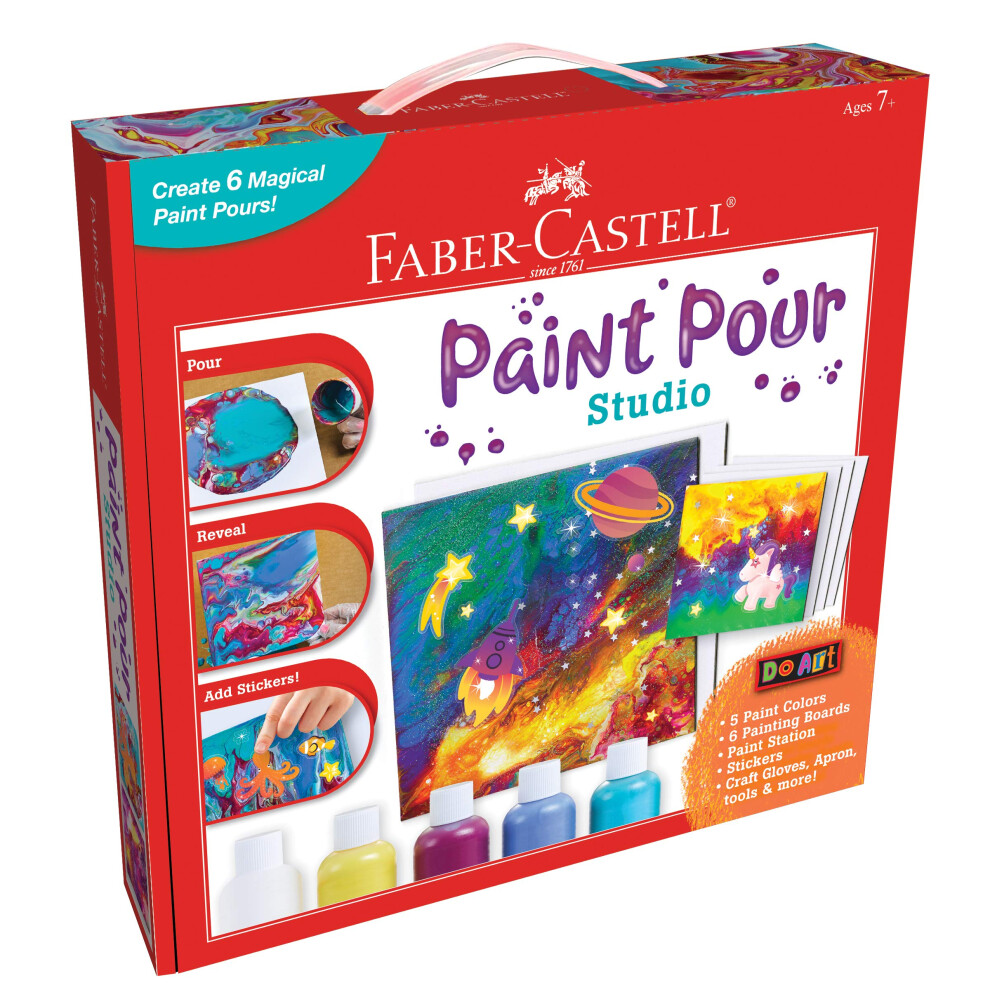 FaberCastell Do Art Paint Pour Studio  No Mix Acrylic Paint Pouring Set for Kids  Makes 6 Fluid Art Projects  Multi FC14342