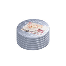 Cakebon Plateaux à Gâteau - Drums Solides de 1/2 Pouce Épais - 8 Pouces Argent 6-Pack