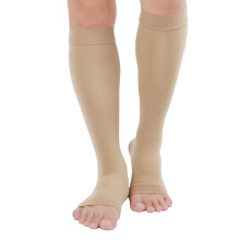 TOFLY Medias de Compresión hasta la Rodilla, Punta Abierta, Soporte Firme 15-20mmHg, Opacas, Embarazo