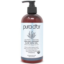 PURA D'OR Gel di Aloe Vera BIOLOGICO da 16 Oz - Senza profumo - Tutto naturale - ZERO conservanti artificiali - Idratante e idratante in profondi