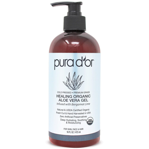 PURA D'OR 16 Oz ΒΙΟΛΟΓΙΚΟ Τζελ Αλόης - Άχρωμο - Φυσικό - ΧΩΡΙΣ Τεχνητά Συντηρητικά