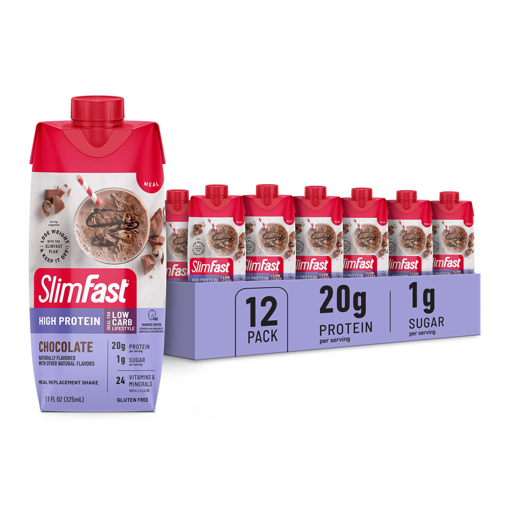 SlimFast Protein Shake  Chocolate 20g Protein  Meal Replacement Shake Ready to Drink  High Protein with Low Carb and Low Sugar