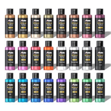 ABEIER Metallic Acrylic Paint Set of 24 Metallic Colors in 2oz/60ml Bottle Rich Pigments Non Fading Non Toxic Paints for Artist Beginners & Kids