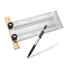 POWERTEC 6'' T-Square de Précision, Règle T avec Crayon pour Mesurer, Scriber, Réglage de Hauteur