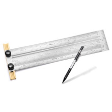 POWERTEC Règle T de Marquage Précis de 12'', Règle T avec Crayon pour Mesurer et Scriber