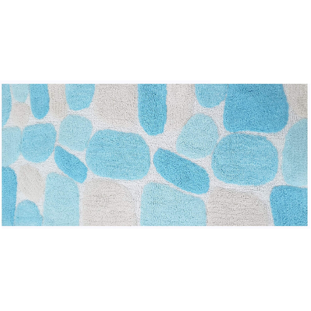 Tapis de bain antid   rapant en galets THE BEER VALLEY, 61 x 152 cm, doux et absorbant, grand format, pour cuisine et salle de bain, couleur aqua/t
