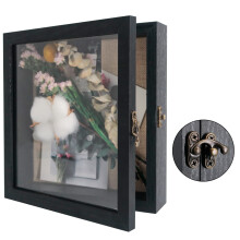 GraduatePro Shadow Box Frame 8x8 Display Case with Linen Back Real Glass Window Door with Hinge Picture Frame Wedding Bouquet