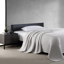 Vera Wang King Blanket Luxury Cotton Bedding Soft Home Decor with Waffle Weave Knit Waffleweave Grey King