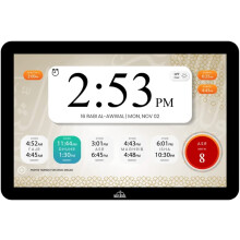Masjidal 8 Digital Azan Clock with WiFi Dynamic Touch Screen Worldwide Prayer Times Full Quran Player Islamic Art Streami