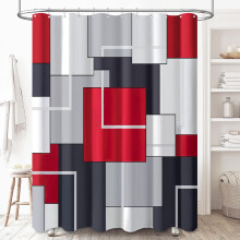 BTTN Extra Dlouhá Závěs do Sprchy - 72 x 84 palců, Geometrický Dekorativní Sada se 12 Plastovými Háčky