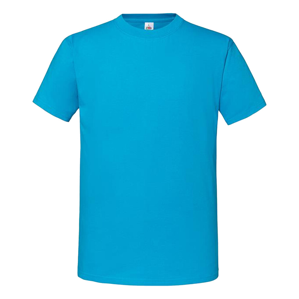 (3XL UK, Azure Blue) Fruit Of The Loom Mens Iconic 195 Ringspun Premium Tshirt