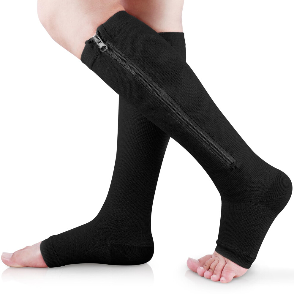 Ailaka Medical Zipper Compression Socks 1520 Mmhg Knee High Open Toe Compression Socks For Men Women Support Socks For Varico
