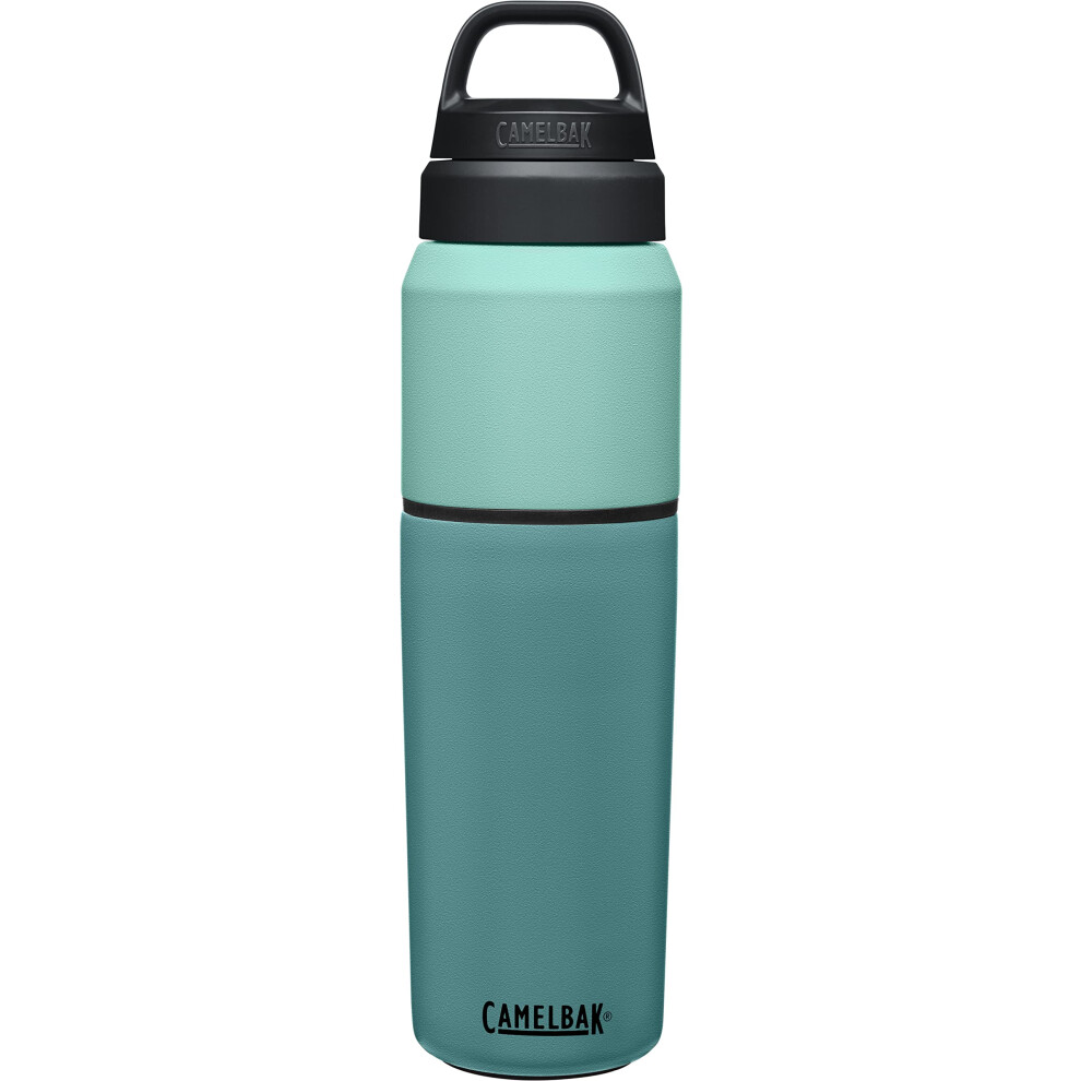 Camelbak Products MultiBev Water Bottle Travel Cup Vacuum Insulated Stainless Steel CoastalLagoon 22oz Bottle 16oz Cu