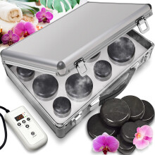 Hot Stone Massage Kit Portable Heated Rock Therapy System with Digital Temperature Controller Includes 12 Massaging Stones Qui