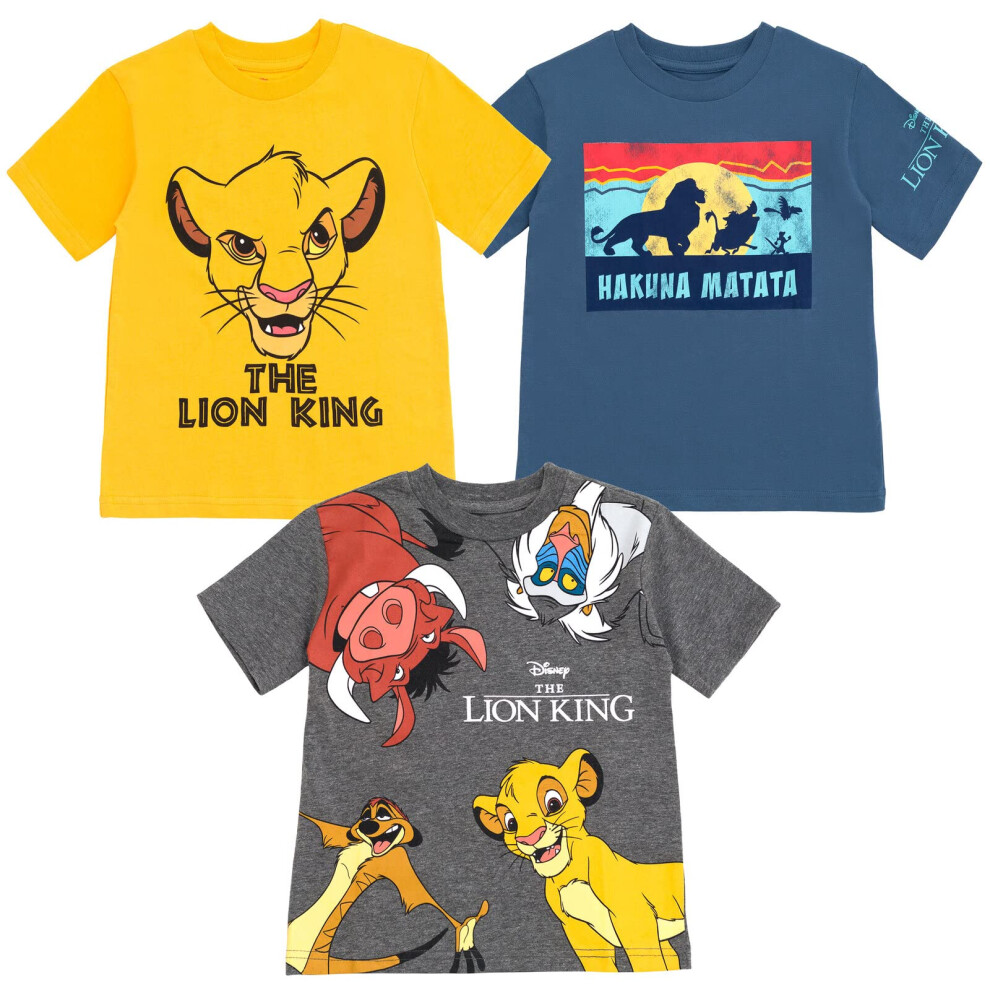 Disney Lion King Simba Timon Pumbaa Big Boys 3 Pack TShirts OrangeBlueGray 1012