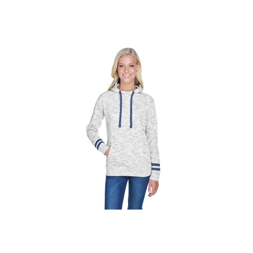 Ladies Melange Scuba Neck Sweatshirt  WHITE BLAcK  SD0102H76Qc2