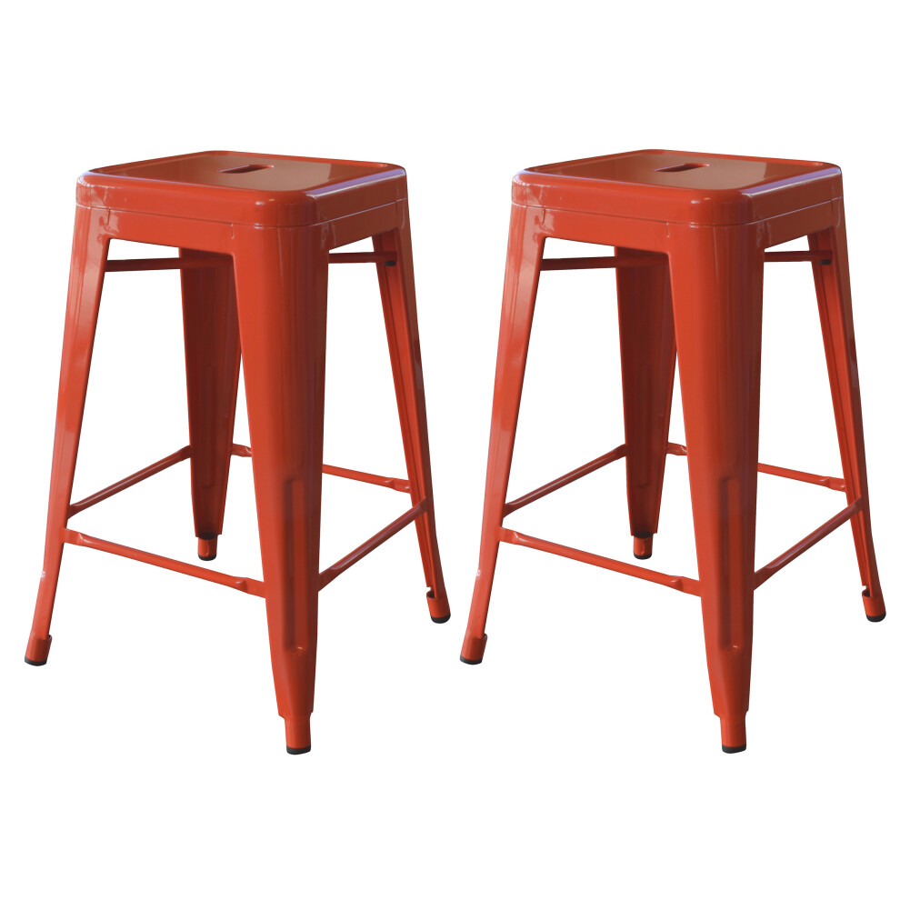 Tabouret de bar en m   tal Loft Orange AmeriHome BS24ORNG 24 pouces, 2 pi   ces
