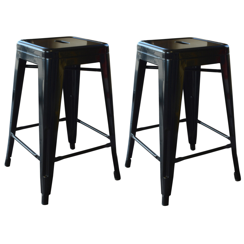 Tabouret de bar en m   tal noir Loft AmeriHome BS24BLK 24 pouces, 2 pi   ces