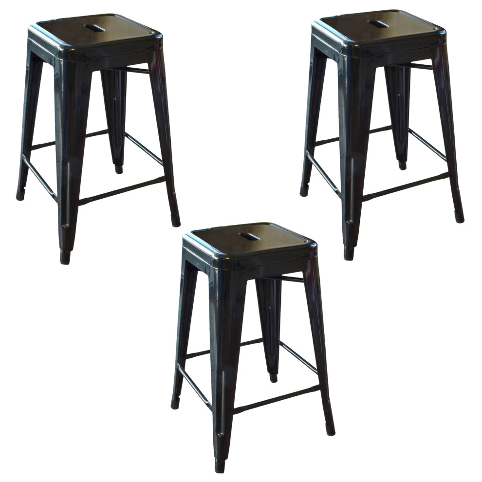 Tabouret de bar en m   tal noir Loft de 24 po (3 pi   ces)