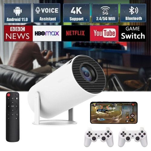 5g 4k HD Retro Game Projector with 2 Wireless Controllers Projector Smart Hd Led Wifi Bluetooth Hdmi. Usb Android Office Home Theater