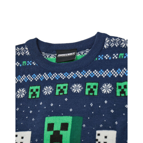 Minecraft (7-8 Years) Minecraft Christmas Jumper (Boys Blue) 2