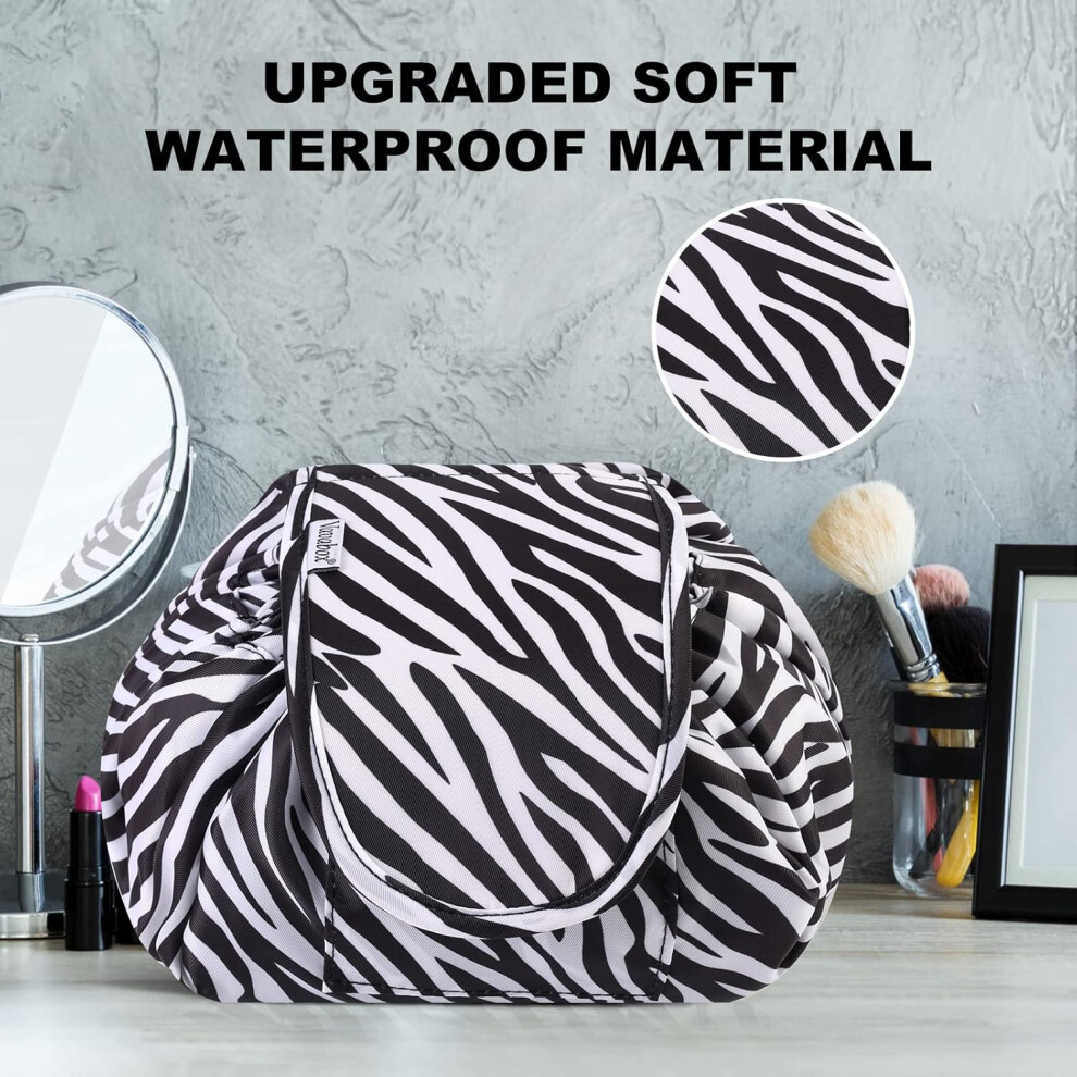 zebra--lazy-drawstring-makeup-bags--large-capacity-waterproof-travel-portable-cosmetic-bag-pouch-makeup-pouch-storage-organiser-for-women-girl--flamingo