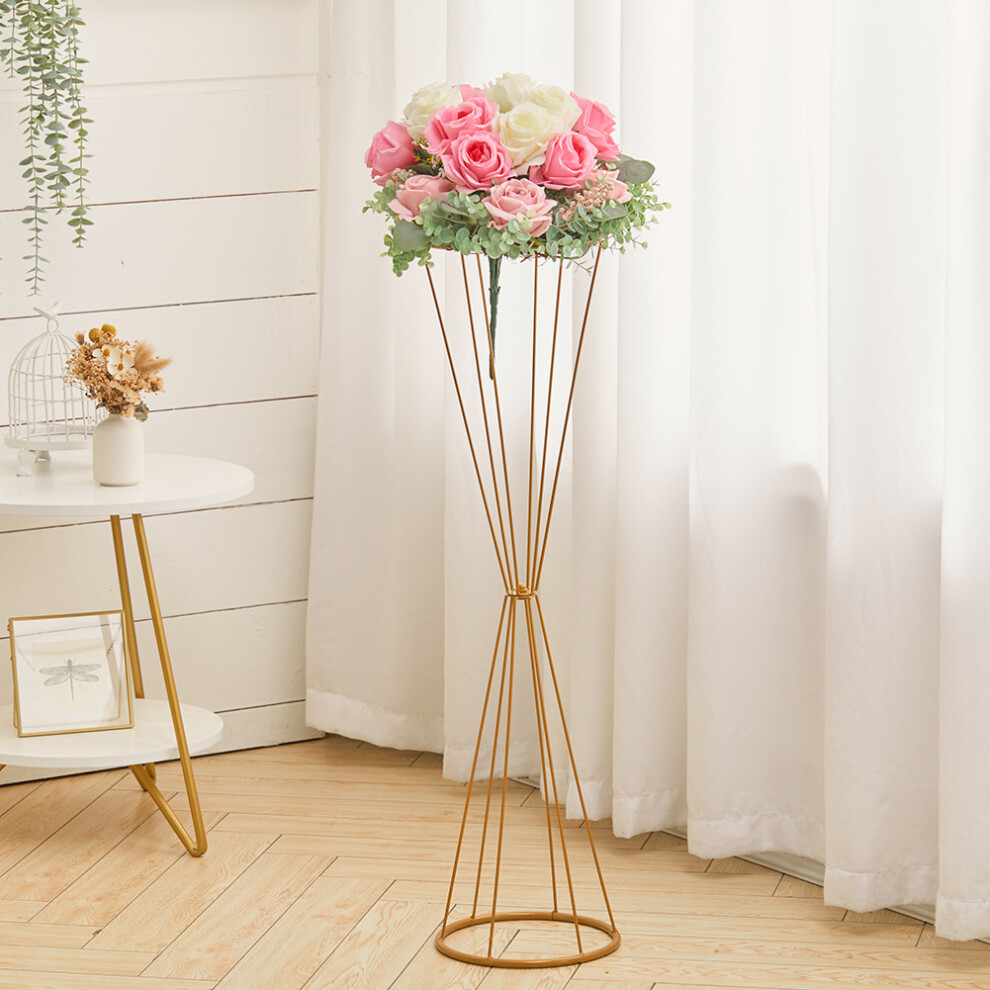 Elegant Gold Iron Hourglass-Shaped Flower Stand, 90cm Detachable Hollow Design