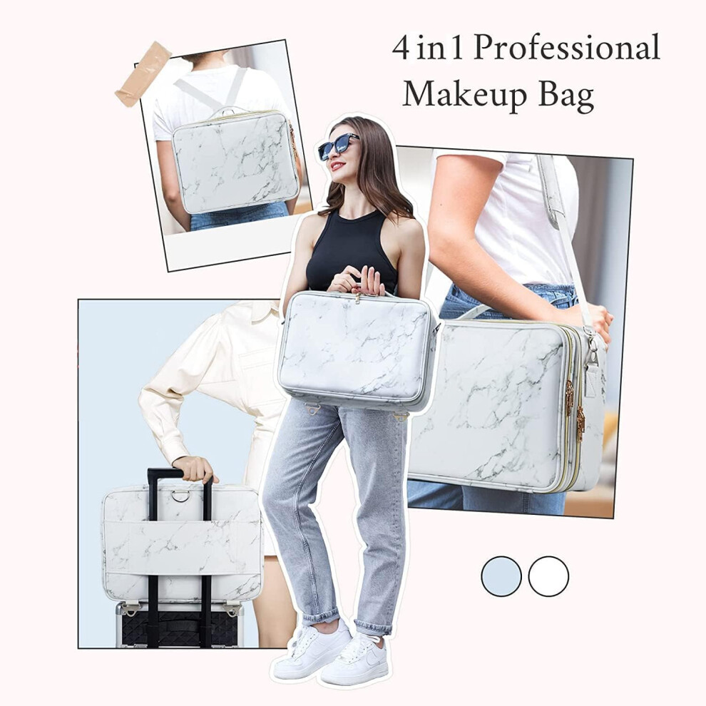 large-white--extra-large-travel-makeup-bag-cosmetic-case-vanity-organiser-beauty-train-case-with-shoulder-strap-and-dividers-compartment--black