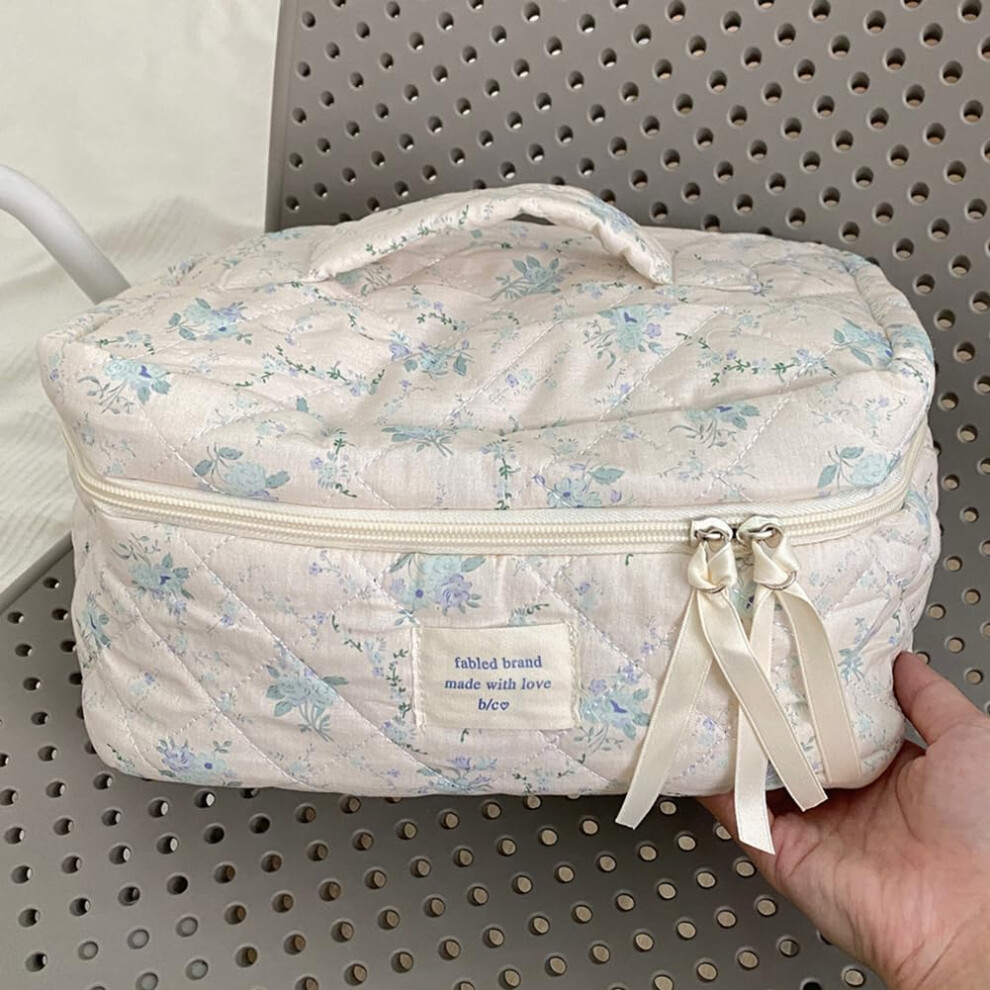 style-d90--quilted-cosmetic-bag-large-make-up-bag-set-aesthetic-floral-toiletry-bag-cotton-travel-skincare-bag-for-women-ladies-girls--style-b1