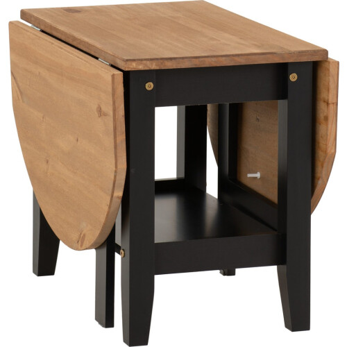 Seconique Santos Drop Leaf Coffee Table Black with Distressed Waxed Pine Top 2
